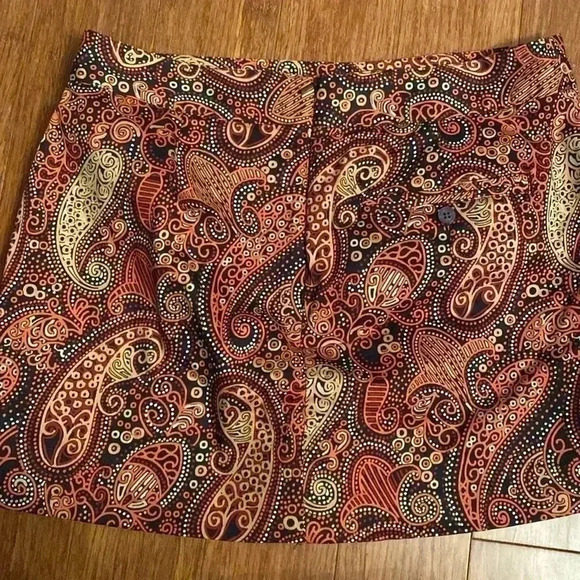 Lady Hagen paisley skort - size 6 - rear zip - pockets - orange color pallet - Picture 4 of 6